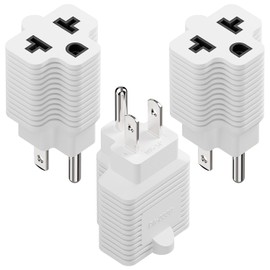 [4-in-1] 15 Amp Household AC Plug to 20 Amp T Blade Adapter,5-15P to 5-20R,5-15P to 6-15R,5-15P to 6-20R, 4 in 1 AC Power Adapter,15A 125V to 20A 250V Adapter (White, 3)