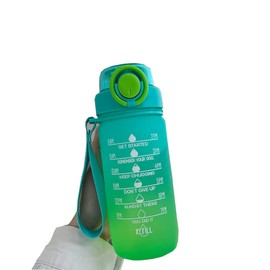 ZZT 20 oz Water Bottles with Time Marker to Drink and Straw, Motivational Words Water Bottle, Leakproof,Sports Water Bottle for Gym and Outdoor Activity (Green)
