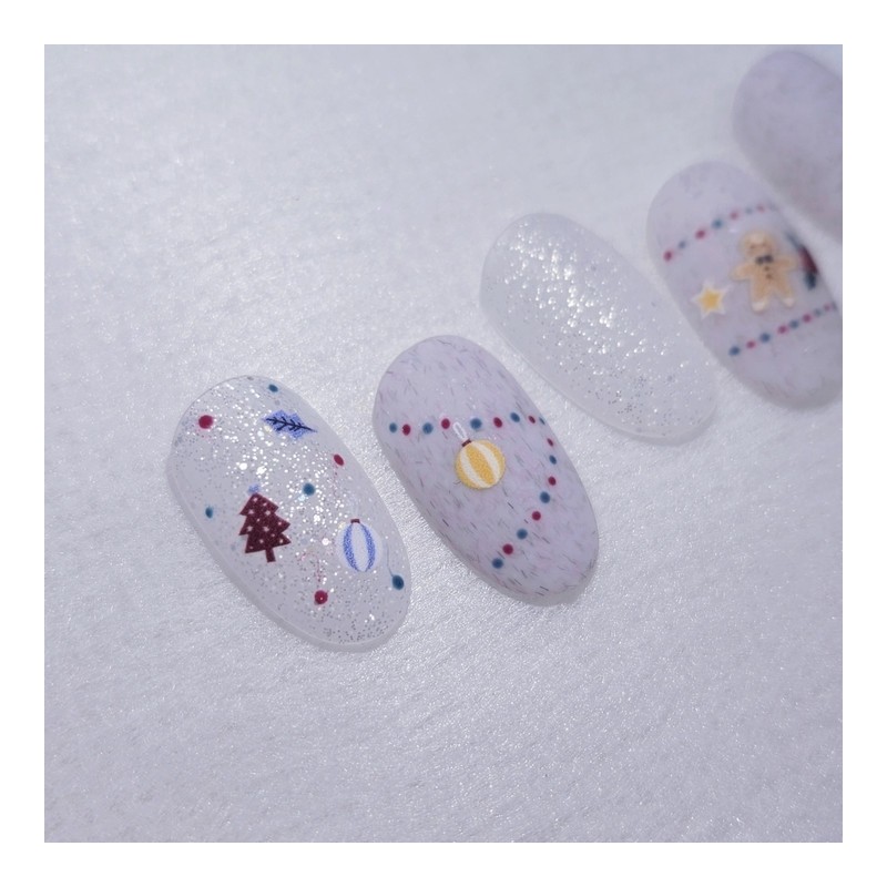 Gingerbread Winter Garden Handmade Nail Tips - Almond Long /