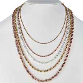 HarlemBling Rope Chain - Yellow Gold Rose Gold & Silver Finish Over Real Solid Stainless Steel - 2mm 3mm 4mm 5mm 6mm - 18-30" Necklace - Never Changes Color (24, 4mm Rose Gold)