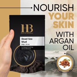 HB Dead Sea Minerals Skincare Beauty - 600g Totes Meer Mineralschlamm Zur Peeling Körper Und Gesichtsmaske Mit Totes Meersalz - Spa Body Scrub Mit Peeling, Mud, Mineralien Und Arganöl, Körperpeeling
