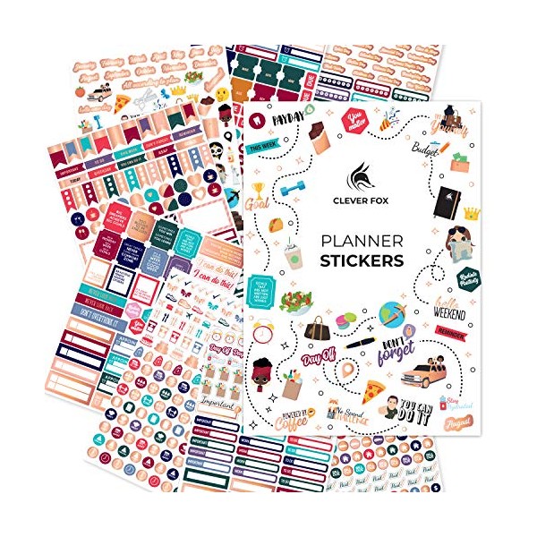 Clever Fox Planner Stickers – Monthly, Weekly & Daily Planner Stickers 14 Sheets Set of 1360+ Unique Stickers by Clever Fox (Value Pack)