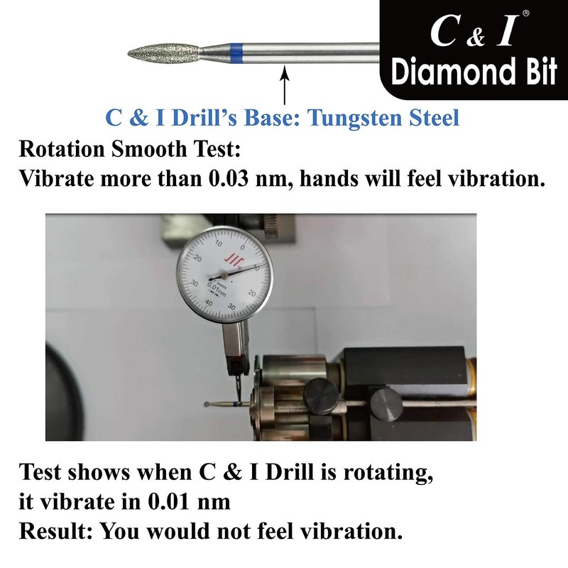 C & I Diamond Nail Drill Flame Shape E-File Professional