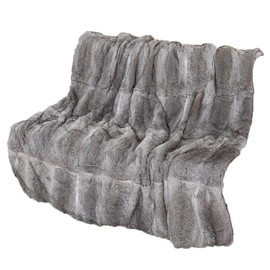 Fur Blanket Throw for Couch Gray Rabbit Fur Throw Blanket Fuzzy Fluffy Super Soft Furry Plush Decorative Comfy Shag Thick Sherpa Shaggy Throws and Blankets for Sofa, Bed, 55.12x62.99 inch
