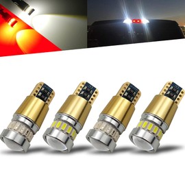 iBrightstar 12-24V Super Bright 194 912 921 168 175 2825 W5W T10 LED Bulbs with projectors for Car Truck 3rd Brake Lamp Cargo Lights, White/Red