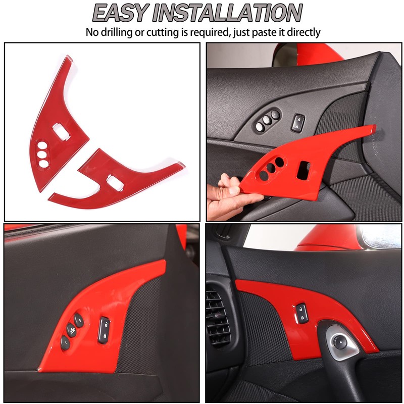 Lcojicep Car Door Lock Button Trim Compatible Corvette C6 Z06