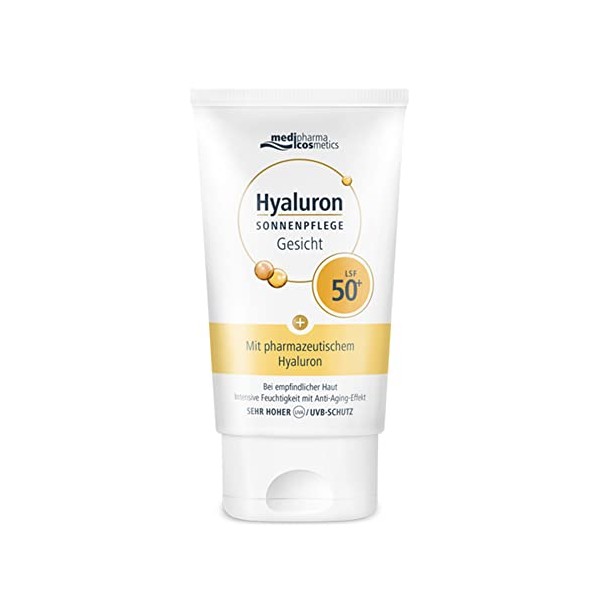 Hyaluron Sonnenpflege Gesicht LSF 50+, Intensive Feuchtigkeit mit Anti-Aging-Effekt vom medipharma cosmetics
