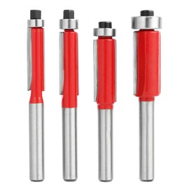 4Pcs 1/4 Inch Shank Router Bits Top Bearing Flush Trim Router Bits Set Shank Industrial Grade Template Pattern Woodworking Milling Cutter Tool Cutting Diameter 1/4" 5/16" 3/8" 1/2"