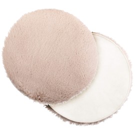 Brandsseller Seat Cushion Rug Diameter 38 cm Lambskin Look Round Faux Fur Long Pile Rug Lambskin Cushion Faux Sheepskin Taupe / Beige