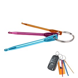 Portable Mini Crochet Hook Keychain, Creative Keychains with Aluminum Crochet Hook, Coloured Aluminium Crochet Needles and Knitting Needles Tool for DIY Projects Travel Sewing or Craft Accessories