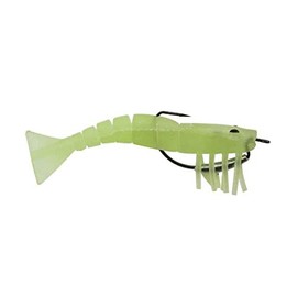 Egret Baits E-VSW35-18-08 3.5" Vudu Weedless Shrimp 2/Pk, Glow