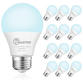 CFMASTER 12 Pack A19 LED Light Bulb, 15W(100W Equivalent) LED Bulbs, E26 Standard Base, 5000K Daylight Light Bulbs 100W, 1500 Lumens, Dimmable 15W Bright White Light Bulbs for Home Office
