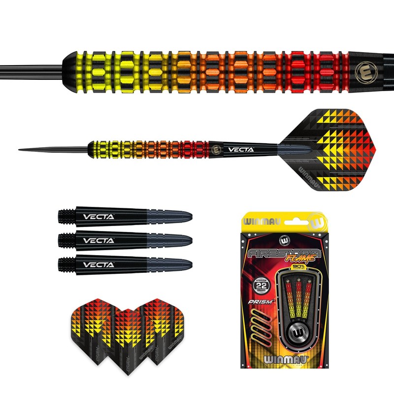 WINMAU Firestorm Flame 22 Gram Professional Tungsten Darts Set with
