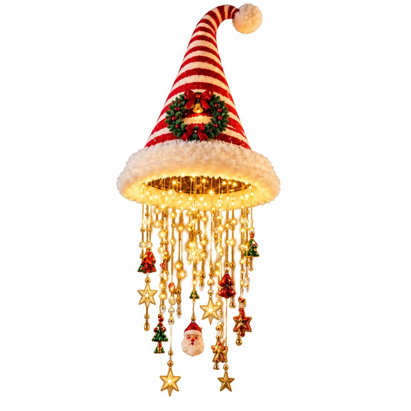 LED Santa Hat Hanging Light – Christmas Pendant Lamp with