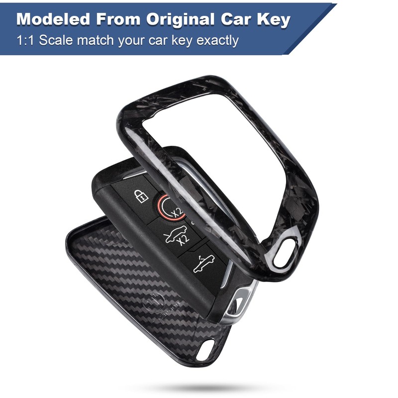 Upgraded Forged Black Key Fob Cover with Keychain Compatible with