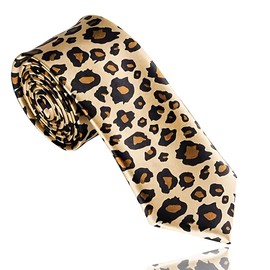 Leopard Print Ties for Men Fashion Mens Silk Ties Brown Leopard Necktie Thin Ties for Men Women Teens Animal Neck Tie for Cosplay Wedding Tie Party Decorations Cool Suit Clothing Accessories