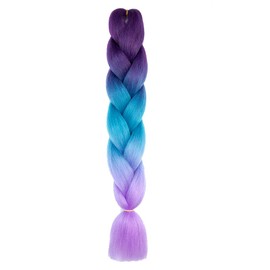 Braiding Hair Ombre Purple to Lake Blue to Light Purple 24 Inch Kanekalon Braid Hair Extensions Hot Water Setting (C26-1Pack)