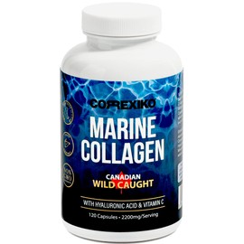 CORREXIKO Marine Collagen Supplements More Collagen with Less Capsules | with Hyaluronic Acid, Vitamin C & Minerals for Skin, Hair, Nails and Joints | Made from Canadian Wild-Caught Fish (6-Pack)