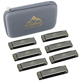 EASTROCK Harmonica Set with 7 Buttons 10 Hole.Key c d e f g a Bb, Diatonic Harmony for Professional Players, Beginners, Gifts for Students, Adults, Friends