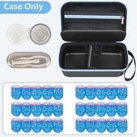 Daily Contact Lens Case Fits 30+ Disposable Daily Lenses, Portable Contact Lens Storage Organizer with Mesh Pocket, Travel Contact Solution for All Brand Cosmetic Lens & Accessories -Black (Case Only)