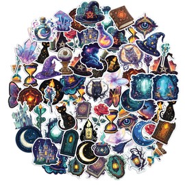 50Pcs Mystical Magic Stickers - Enchanted Witchcraft and Wizardry Designs - Perfect for Spellbinders and Fantasy Fans - Durable - Waterproof Decals for Journals and Laptops