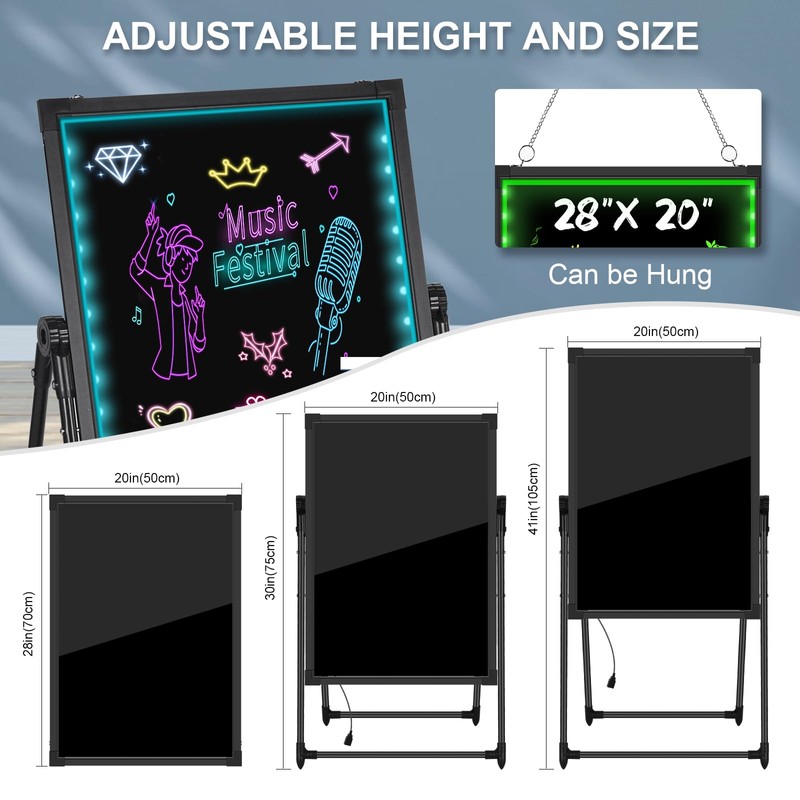 LED Message Board, 28"x20" Flashing Neon Effect & Remote Control,