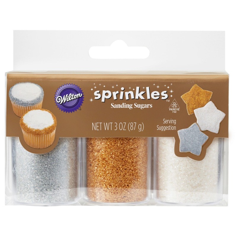 Wilton Sprinkles Sanding Sugars, White Sliver & Gold, 3 Ounce