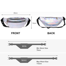 YSTrillion Bum Bag Fashion Women Men Glitter Sport PU Leather Waterproof Reflective Waist Bag with Adjustable Strap for Everyday Hiking Sports Belt Bag, silver