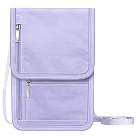 Fintie Travel Neck Pouch Passport Holder, Holds 5 Passports, RFID Blocking Adjustable Neck Strap Neck Wallet for Women Men, Multi-Pockets Skin-Friendly Travel Wallet, Violet