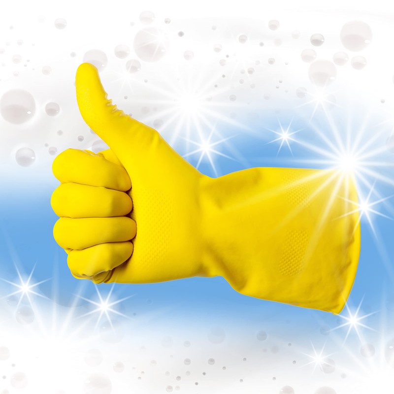 Duzzit Gloves, Latex, Yellow, L (Pack Of 2)