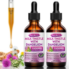 2 Pack Milk Thistle Liquid Drops - Liver Cleanse Detox & Repair - 1000mg Milk Thistle Supplement for Liver Support, Silymarin Milk Thistle Liver Supplement for Liver Health, Vegan, Non-GMO, 4 Fl Oz