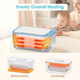 Kisdream Baby Wipe Warmer, Wipe Warmer and Baby Wet Wipes Dispenser, Evenly Heated Wipes Warmer for Newborn Baby, Smart Precise Control Portable Wipe Warmer, Large Capacity Diaper Warmer for Nursery (Blue)