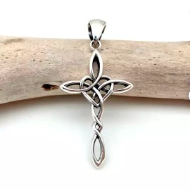 Fashion Jewelry WITCHES KNOT CROSS PAGAN Pendant DIAMOND Cut 925 Sterling Silver 18" Necklace