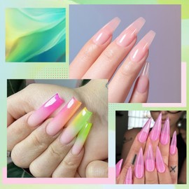 UR SUGAR Poly Nail Gel Set Neon Jelly, 6 Colours Poly Nail Gel Green Blue Pink Nail Extension Gel, Nail Extension Gel Spring Set for Beginners Builder Gel for Nails Nail Set