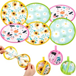 Namalu Pack of 6 Japanese Foldable Hand Fan Round Folding Fan Summer Festival Hand Fan Portable Beautiful Flowers Pattern Japan Fan for Gifts Party Home Decoration Personal Decoration