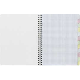 Clairefontaine Wirebound Notebook - Graph w/12 tabs 60 sheets - 6 3/4 x 8 3/4 - Sold Individually ( Assorted Cover Color Chosen at Random)