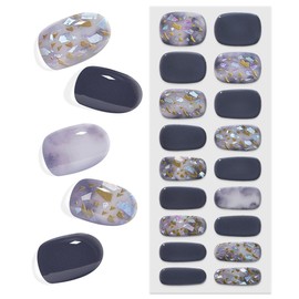 Semi Cured Gel Nail Strips Salon-Quality Gel Nail Stickers Works with Any Nail Lamps Gel Wraps for Nails Long Lasting Manicure Nail Strips for Women (Moonstone K289)