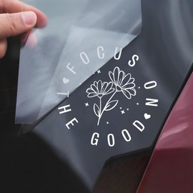 Focus on The Good Car Decal Funny Floral Girly Positive Self Love Humor Decals,Gas Tank Sticker, Window Bumper Stickers, Car Accessories Vinyl Waterproof 5 Inch Decal Gifts for Mom Dad Friend
