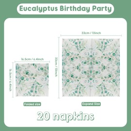 iNINGER Themed Napkins Eucalyptus Leaves Serviette,Soft Recycled Paper Napkins,Leaves Paper Napkins Tissue for Birthday Table Decorations,Birthday Party,Wedding,Baby Showers