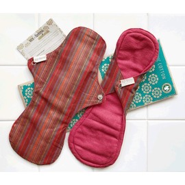 Set of 2 South India Eco Femme Cloth Napkins, Washable Organic Cotton (Skin Colored), Waterproof, 7 Layers of Flannel Inside, GOTS Certified