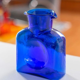 BLENKO Glass Co. 384 Water Bottle in Cobalt Blue - Hand Blown Glass Water Pitcher/Carafe/Vase - Unique Handcrafted Kitchen Decor, 36 oz.
