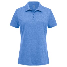 BGOWATU Golf Shirts for Women Short Sleeve Polo Collared 3 Buttons Tennis Tops Dry Fit UPF 50+ Lightweight Dark Blue M