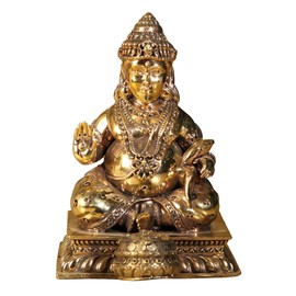 Exotic India Small Superfine Blessing Lord Kubera Brass Statue | Kuber Maharaj Idol Murti Vastu Home & Office Decorative, Showpiece Gift's