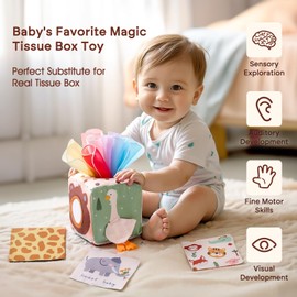Youuys Baby Tissue Box Toy for Babies 6-12 Months - Montessori Toys Baby Tissue Box Sensory Toys for 1 Year Old - Boy Girl Gifts for Babies 6 12 18 Months Old