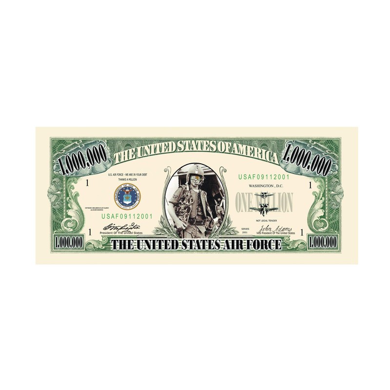 US Air Force USAF Commemorative Million Dollar Bill - Challenge