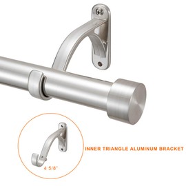 1-Inch Diameter Curtain Rod 72-144 Inches, Adjustable Rod Set with Premium Aluminum Brackets and Finials, Single Heavy-Duty Curtain Rods for Windows ,Satin Nickel