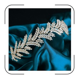 Luxury CZ Wedding Hairband Zircon Silver Gold Wheat Headband Birthday Party Sweet 16 Headpieces Bridal Tiara Hair Accessories for Bride, Crystal, Cubic Zirconia