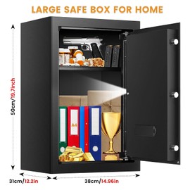 3.3 Cuft Large Safes for Home Use Fire and Water Proof, Fireproof Safe Box with Digital Keypad, Spare Keys and Removable Shelf, Personal Home Safe Box for Documents Money Firearm Valuables