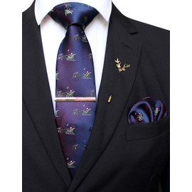 Jemygins Men's Christmas Tie Pattern Woven Party Tie & Hanky Set - m