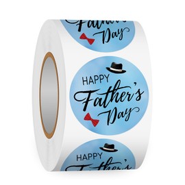 Heyfibro 500 PCS 1.5 Inch Happy Father's Stickers Roll for Adults, Gift Packing, Cards, Candy Bags, Envelopes, Party Supplies(Hat Tie)